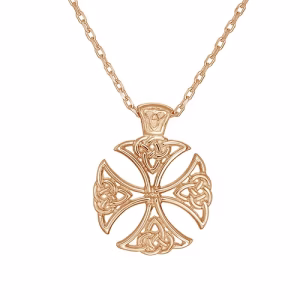 9ct Rose Gold Celtic Shield Cross Necklace
