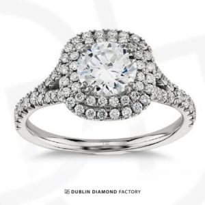 0.50ct Princess Brilliant Cut Halo Diamond Ring
