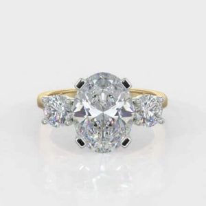 1.00ct  Oval Brilliant  Cut &  2 x 0.20ct  Round Brilliant Cut Diamond Trilogy Ring