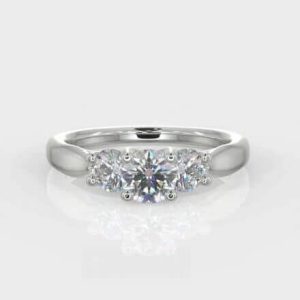 0.50ct  Oval Brilliant  Cut &  2 x 0.25ct  Round Brilliant Cut Diamond Trilogy Ring