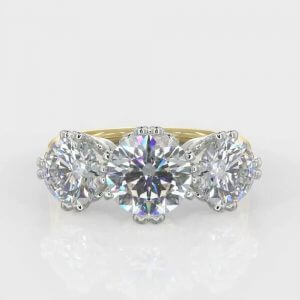 0.80ct  Oval Brilliant  Cut &  2 x 0.50ct  Round Brilliant Cut Diamond Trilogy Ring