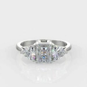 0.80ct Princess Brilliant Cut & 2 x Trillions 0.20ct  Diamond Trilogy Ring