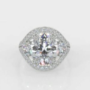1.00ct Oval Centre & 0.65ct Melee Diamond Ring