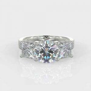 1 x 0.80ct Round Brilliant Cut 2 x 0.55ct  Trillion Diamond Ring