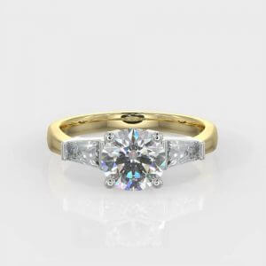 1 x 0.50ct Round Brilliant Cut &  2 x 0.25ct  Tapered Baguttes   Brilliant Cut  Diamond Ring
