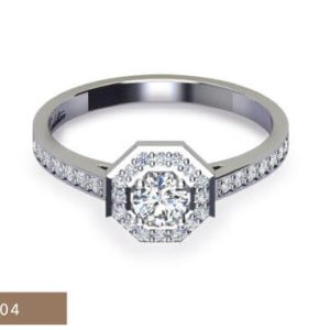 1 x 0.30ct Princess Cut Sapphire  0.25ct Round Brilliant  Melee Diamond Ring