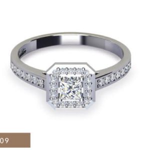 1 x 0.30ct Round  Cut Sapphire  0.25ct Round Brilliant  Melee Diamond Ring