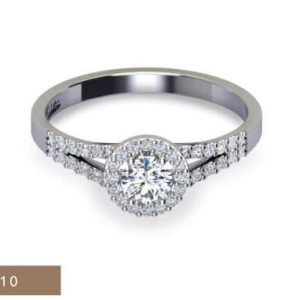 1 x 0.35ct Round  Cut Sapphire  0.25ct Round Brilliant  Melee Diamond Ring