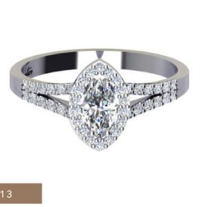 1 x 0.40ct Marquise Cut Sapphire  0.20ct Round Brilliant  Melee Diamond Ring