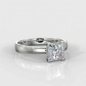 1 x 0.60ct Princess Brilliant  Cut Solitaire Diamond Ring