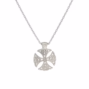 Sterling Silver Celtic Shield Cross Necklace